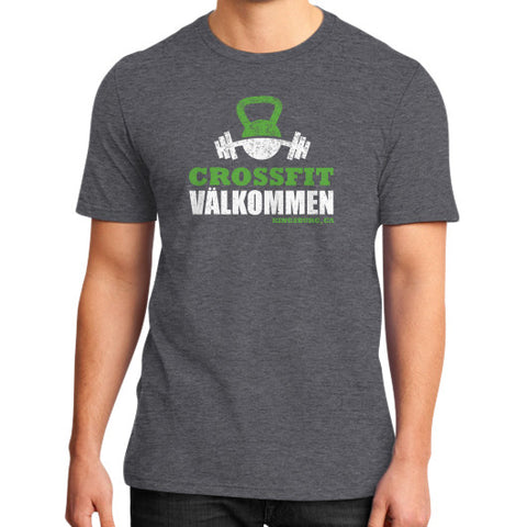 District T-Shirt (on man) Heather charcoal Crossfit Valkommen Store