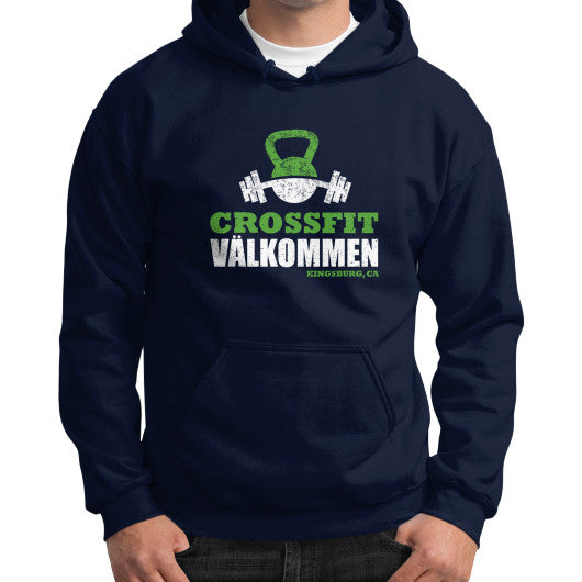 Gildan Hoodie (on man) Navy Crossfit Valkommen Store
