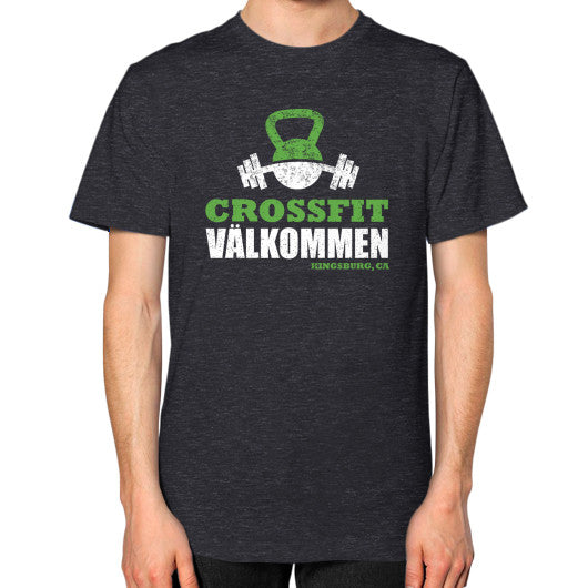 Unisex T-Shirt (on man) Tri-Blend Black Crossfit Valkommen Store