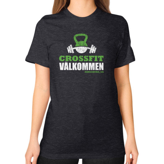 Unisex T-Shirt (on woman) Tri-Blend Black Crossfit Valkommen Store