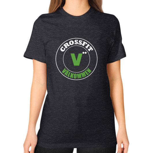 Unisex T-Shirt (on woman) Tri-Blend Black Crossfit Valkommen Store