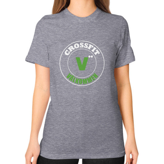 Unisex T-Shirt (on woman) Tri-Blend Grey Crossfit Valkommen Store